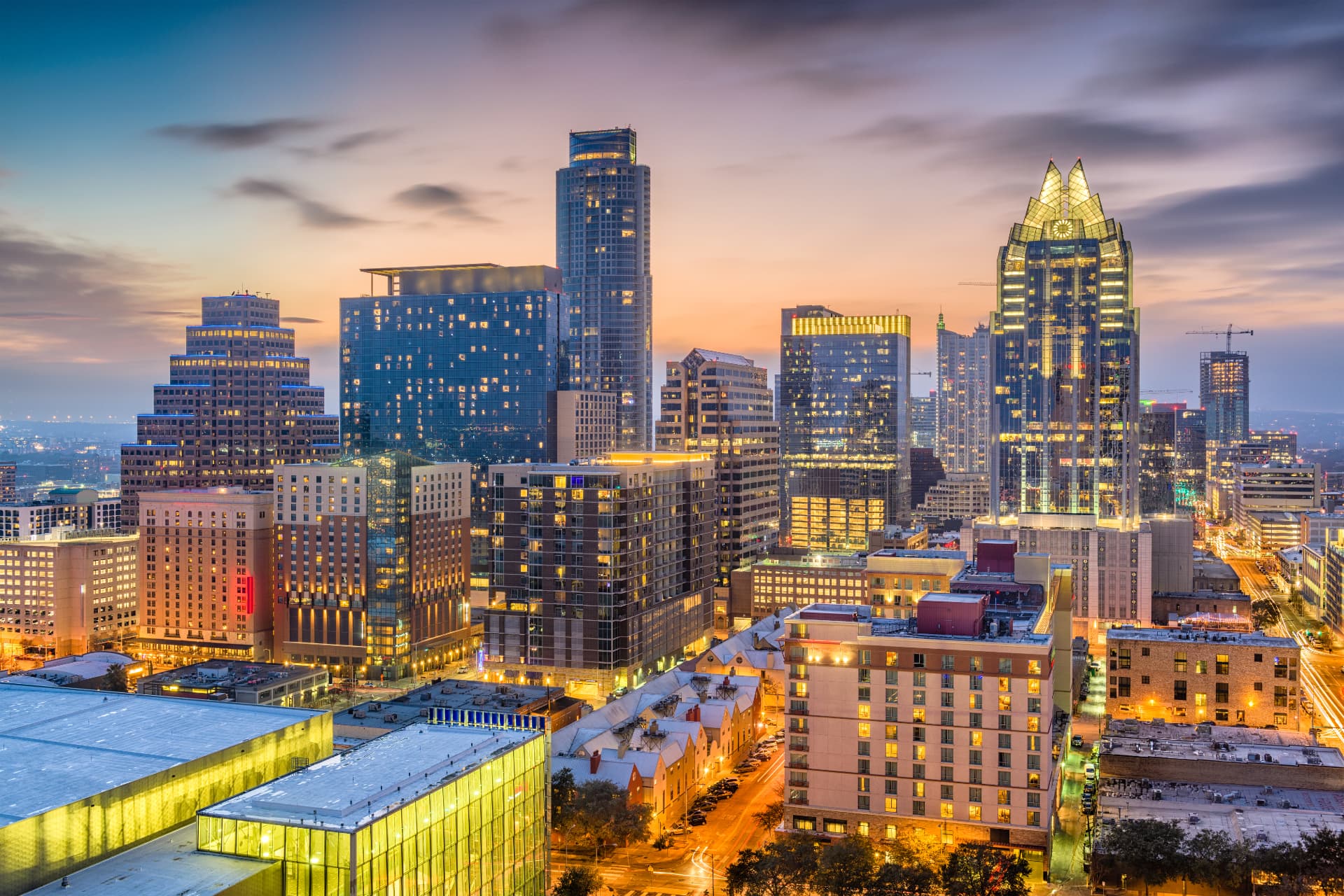 Downtown Austin skyline at dusk
